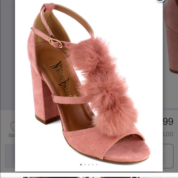 Nature Breeze Shoes - Sexy /Fun Pink Pom Pom heels.